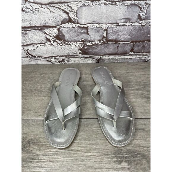Madewell Boardwalk Silver Metallic Leather Thong Sandals Women’s Sz 6.5M US/37EU - Picture 9 of 16